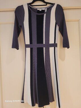 Boden Black White & Grey Striped Dress